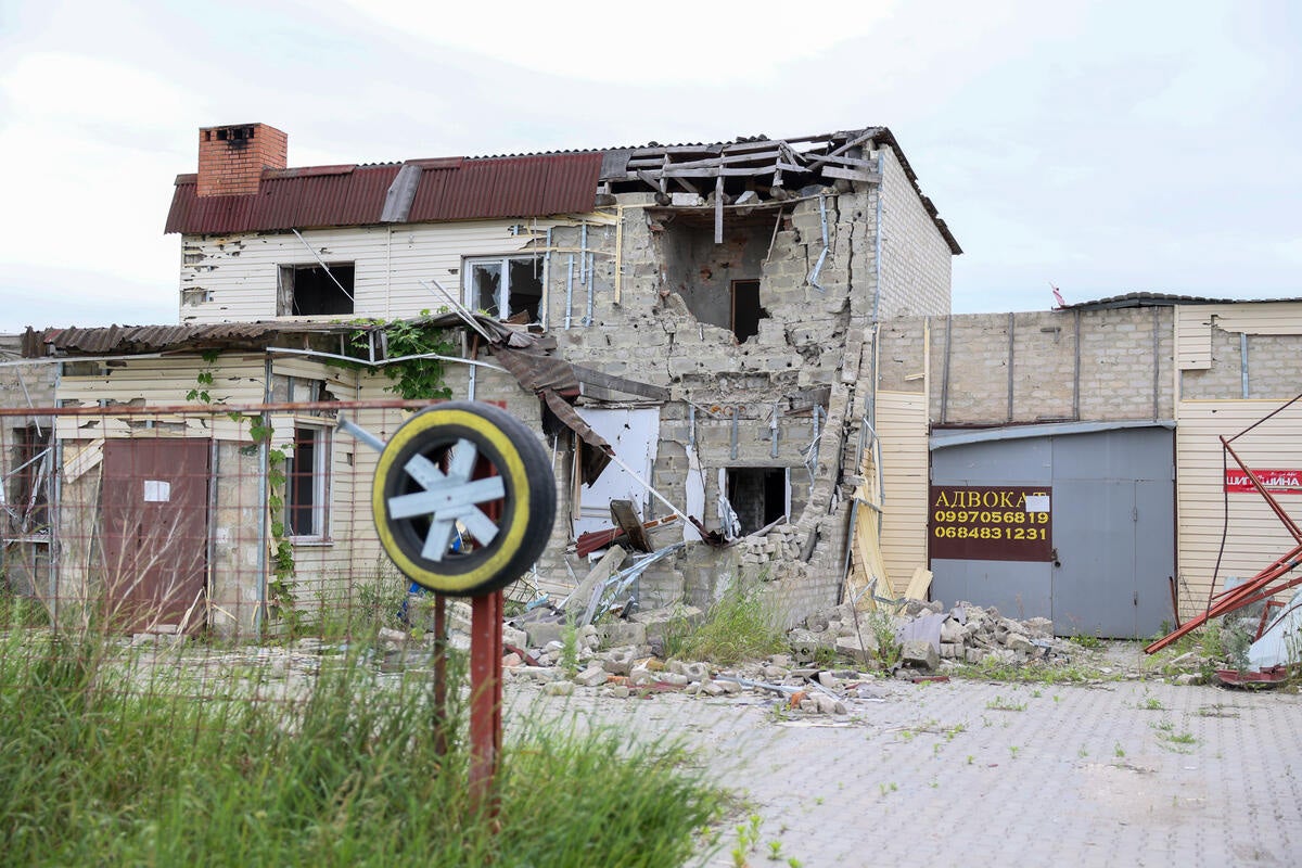 Damaged infrastructure in Izium in Kharkiv Oblast