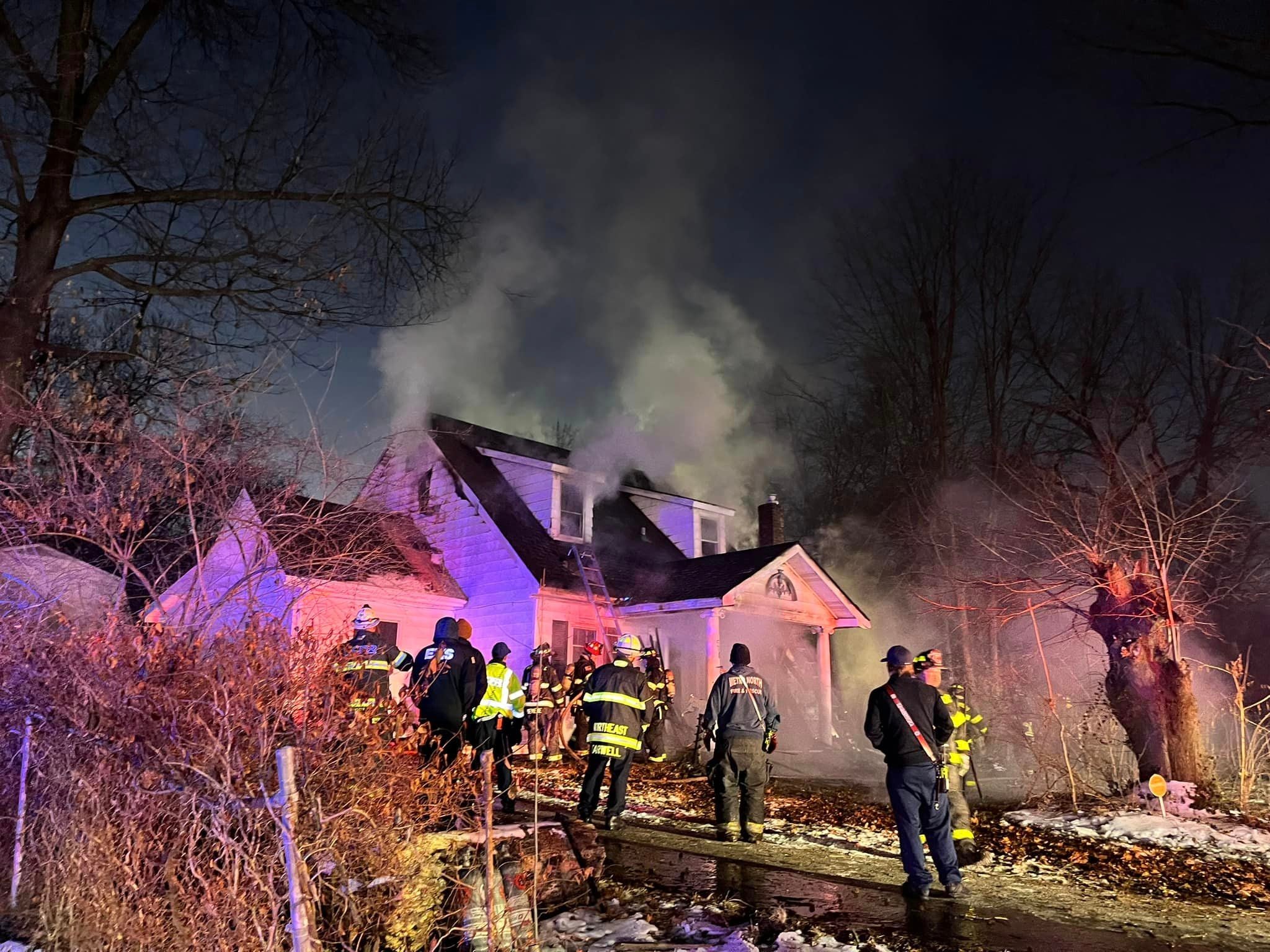 First responders tackle a fire at a home in Ferguson, Missouri on Monday, 19th February 2024