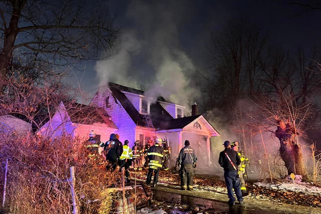 <p>First responders tackle a fire at a home in Ferguson, Missouri, on Monday, 19th February 2024</p>