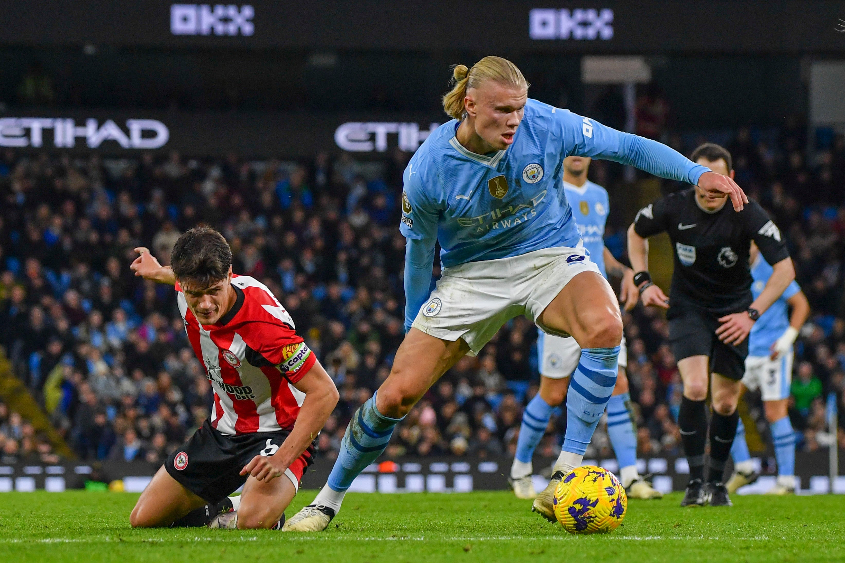 Erling Haaland scored Manchester City’s winner against Brentford