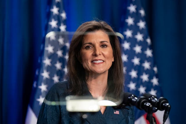 <p>Nikki Haley speaks to supporters in Greenville, South Carolina </p>
