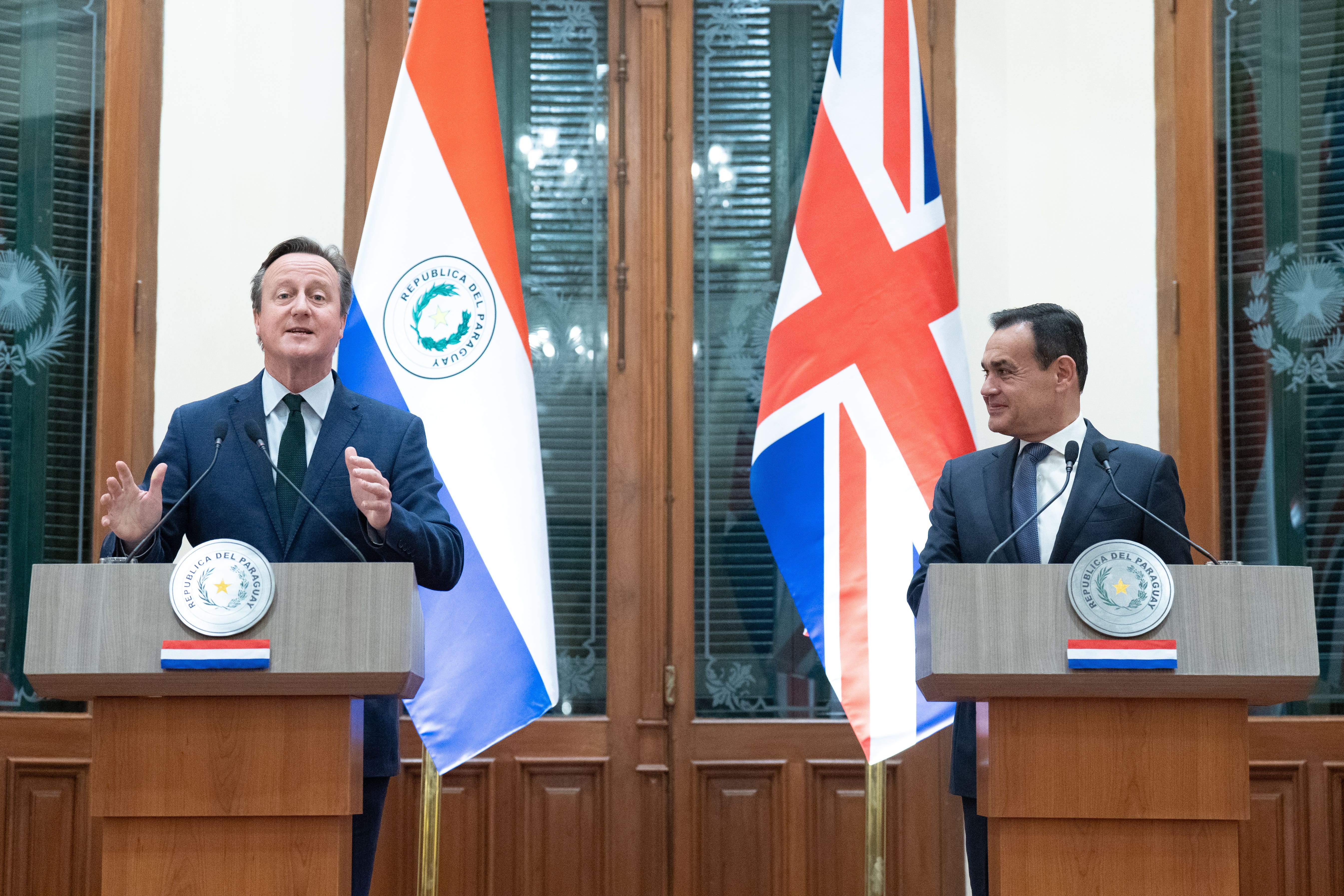 Lord David Cameron said there was a “partnership of values” between the UK and Paraguay as he became the first foreign secretary to visit the South American nation (Stefan Rousseau, PA)