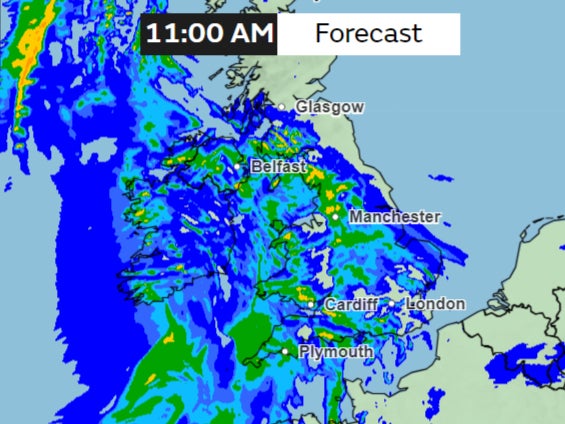 Band of rain will continue to move through the UK as the day progresses, covering more regions