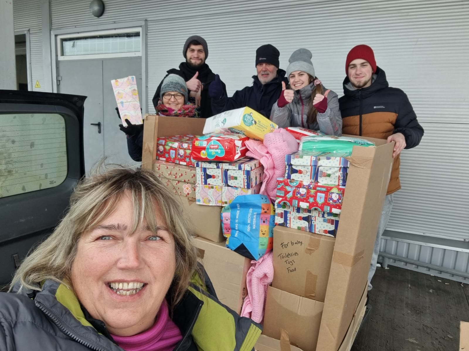 British aid worker Wendy Warrington who distributes knitted gifts and other items to hospitals in Ukraine