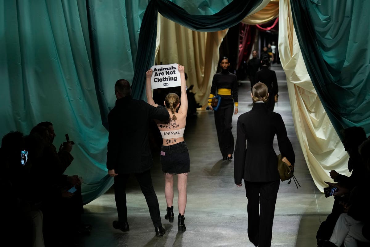 Peta protester storms Fendi catwalk at Milan Fashion Week Peta protester storms Fendi catwalk at Milan Fashion Week