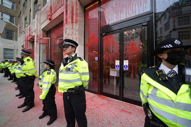 Previous climate protests have seen some buildings daubed in paint (Kirsty O’Connor/PA)