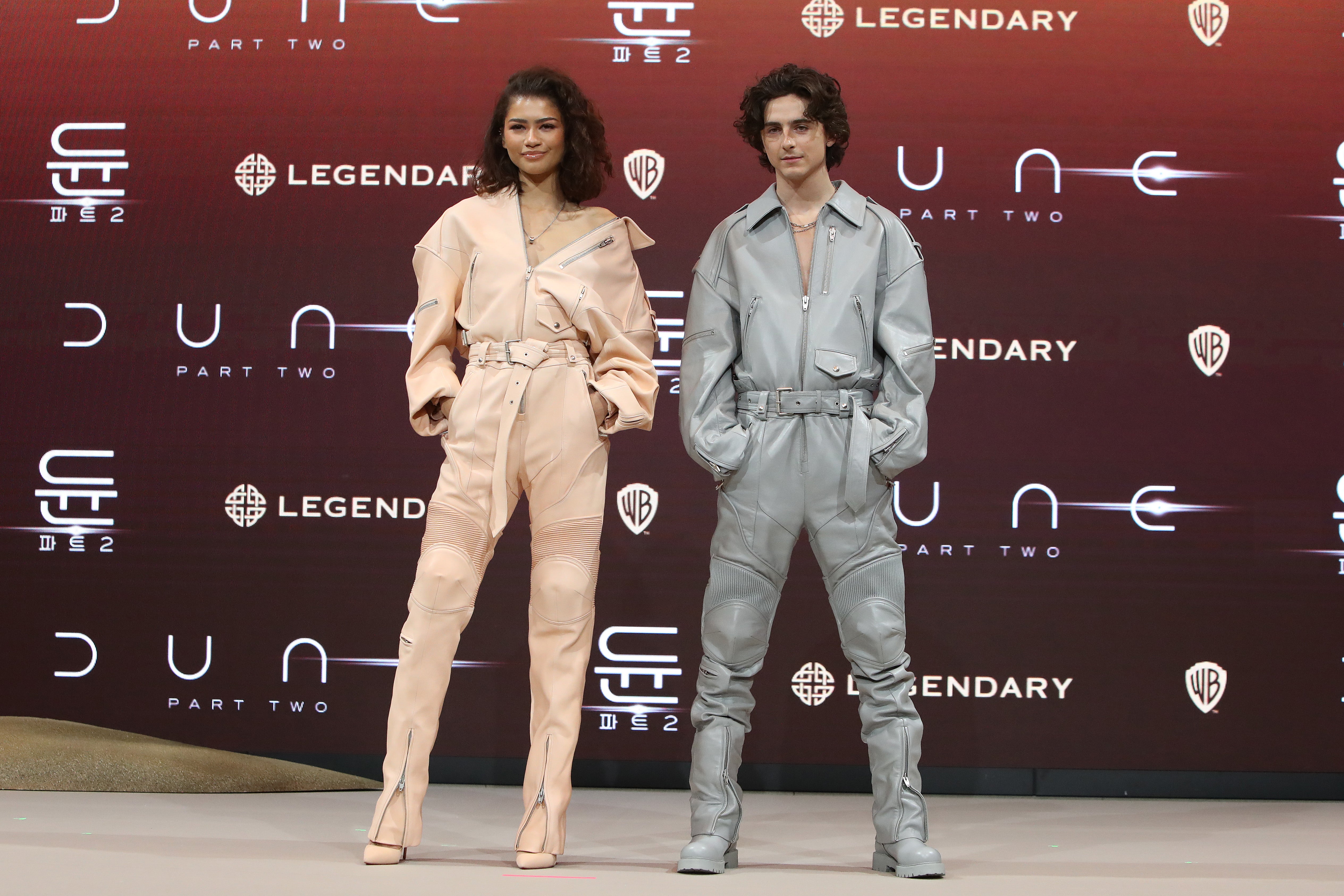 <p>Zendaya and Timothée Chalamet attend  press conference for ‘Dune: Part Two’ on 21 February 2024 in Seoul, South Korea</p>