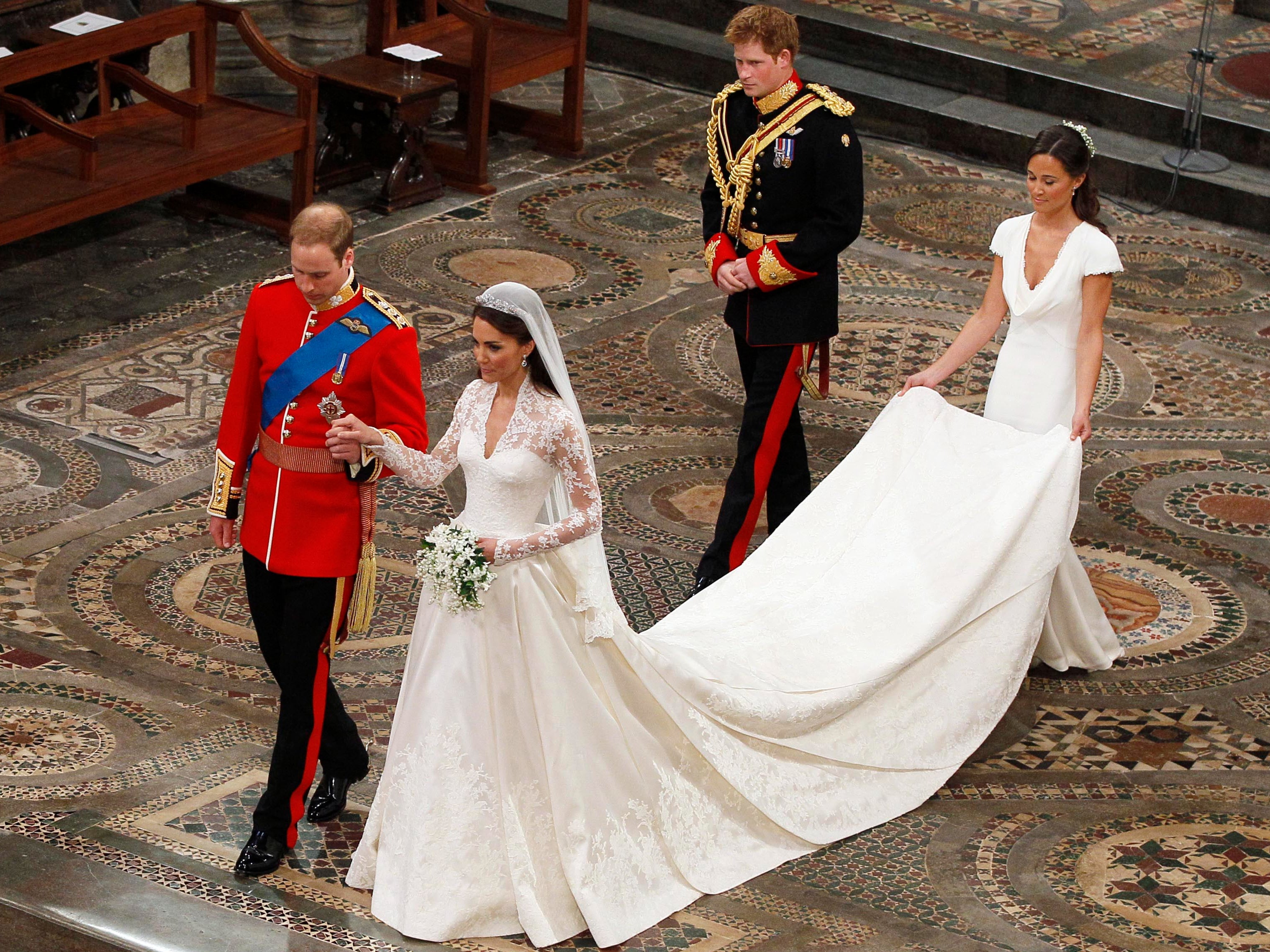 The Windsors walking down the aisle in 2011