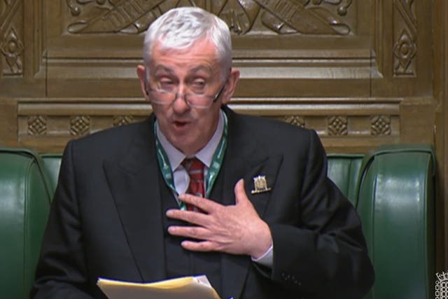 <p>Sir Lindsay Hoyle apologising after SNP and Tory MPs walk out of the Commons </p>