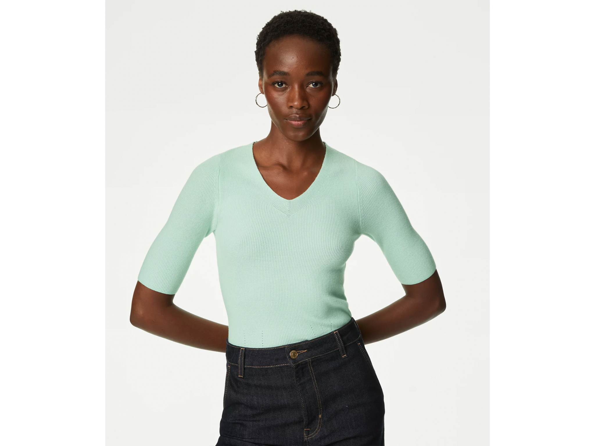 M&S soft touch V-neck knitted top
