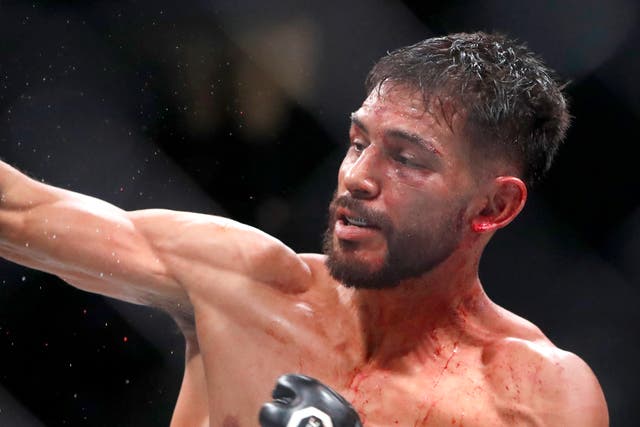 <p>Yair Rodriguez during his title fight loss to Alexander Volkanovski in 2023</p>
