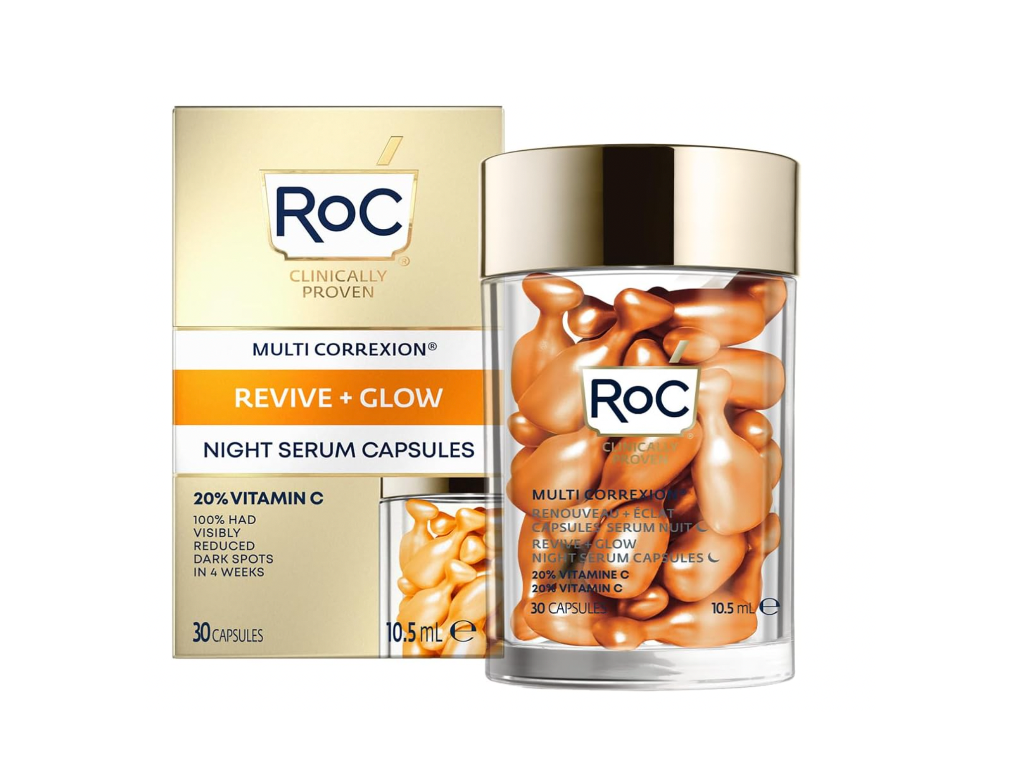 best vitmain C serum indybest review RoC multi correxion revive and glow capsules