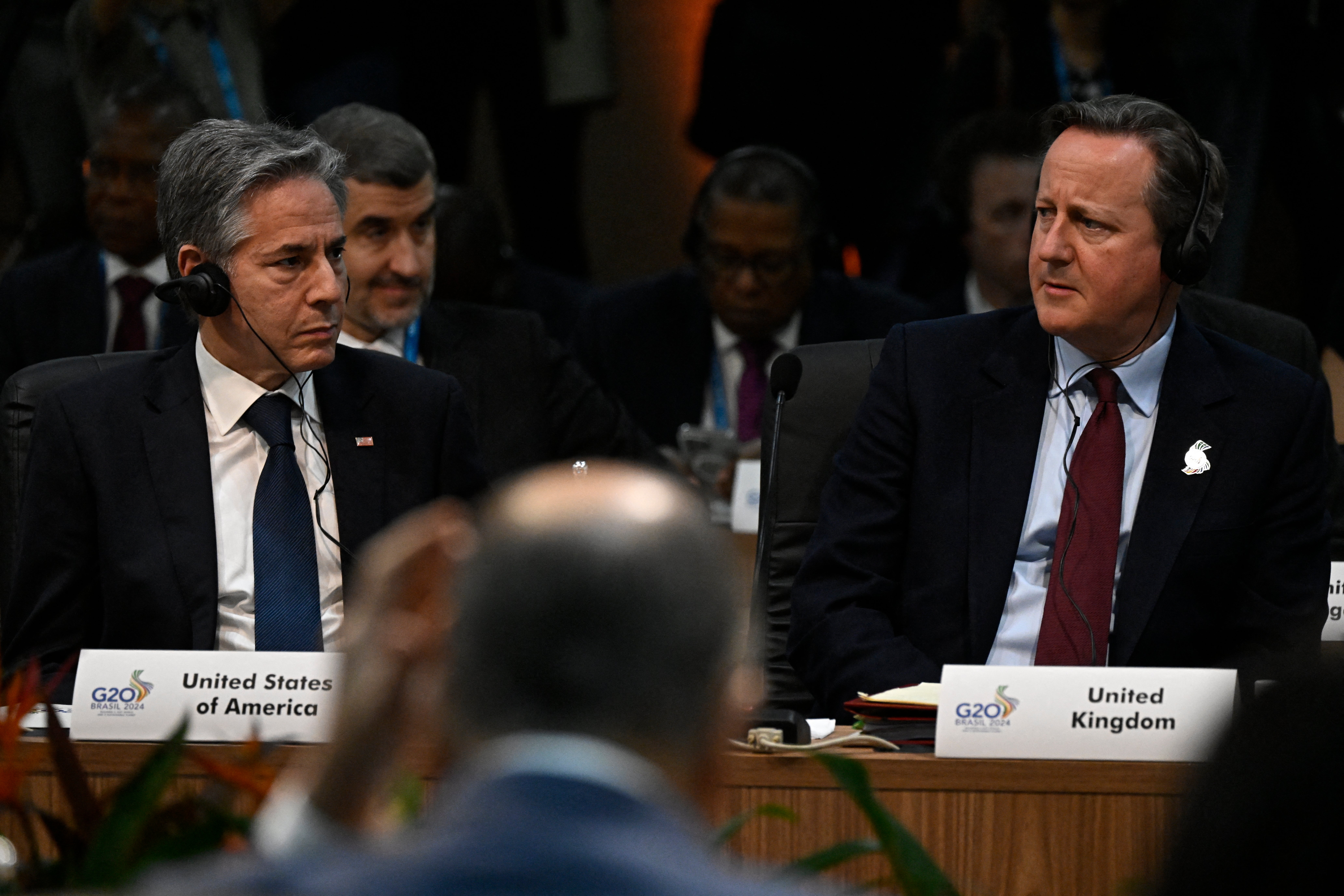 US secretary of state Antony Blinken (left) and Britain’s foreign secretary David Cameron who many think is setting a new tone