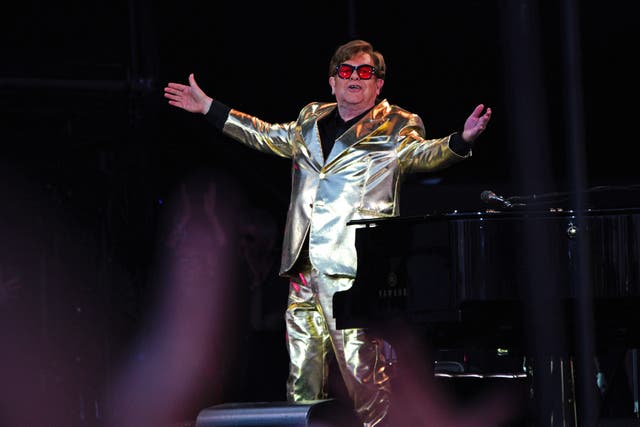 <p>Sir Elton John performing at the Glastonbury Festival in 2023. The singer curated a sale of some of his belongings (Ben Birchall/PA)</p>
