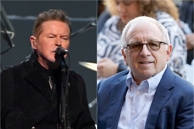 <p>Don Henley (left) and Eagles manager Irving Azoff are key witnesses in the Hotel California case</p>
