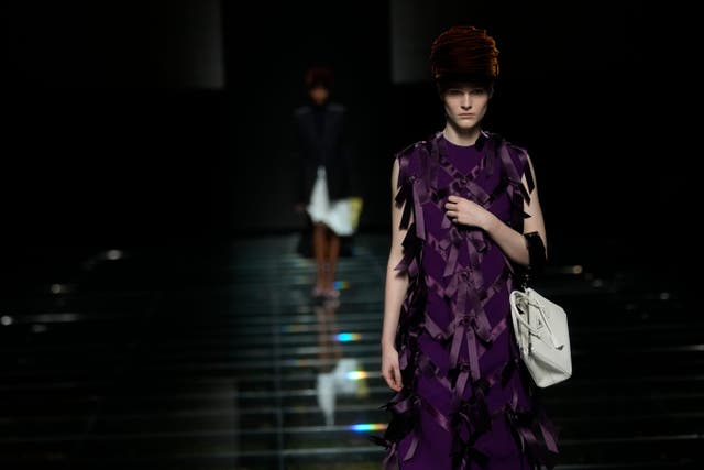 Prada gave a subversive take on the coquette trend at Milan Fashion Week (Luca Bruno/AP)