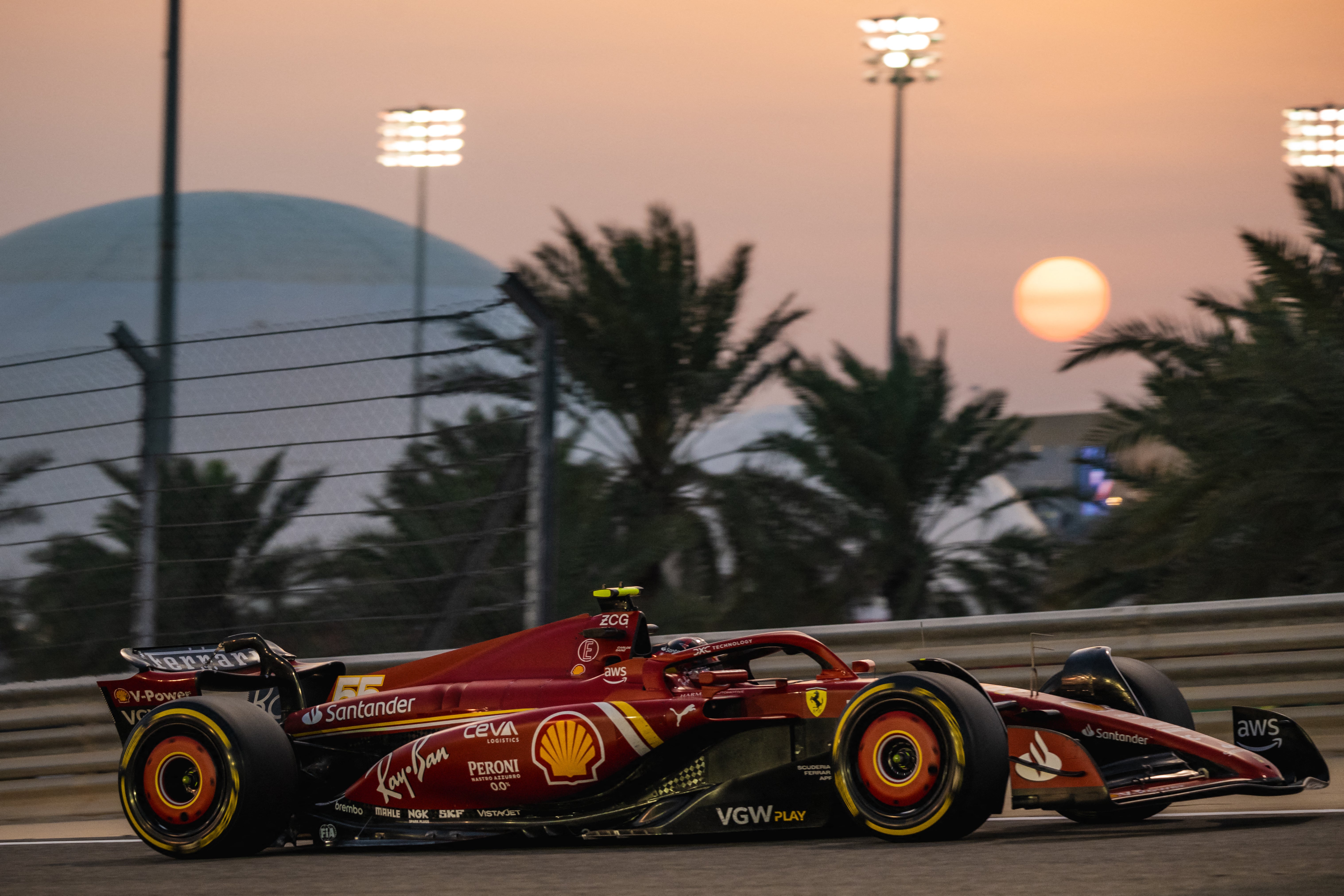 Ferrari's Spanish driver Carlos Sainz Jr drives during the second day of the Formula One pre-season testing