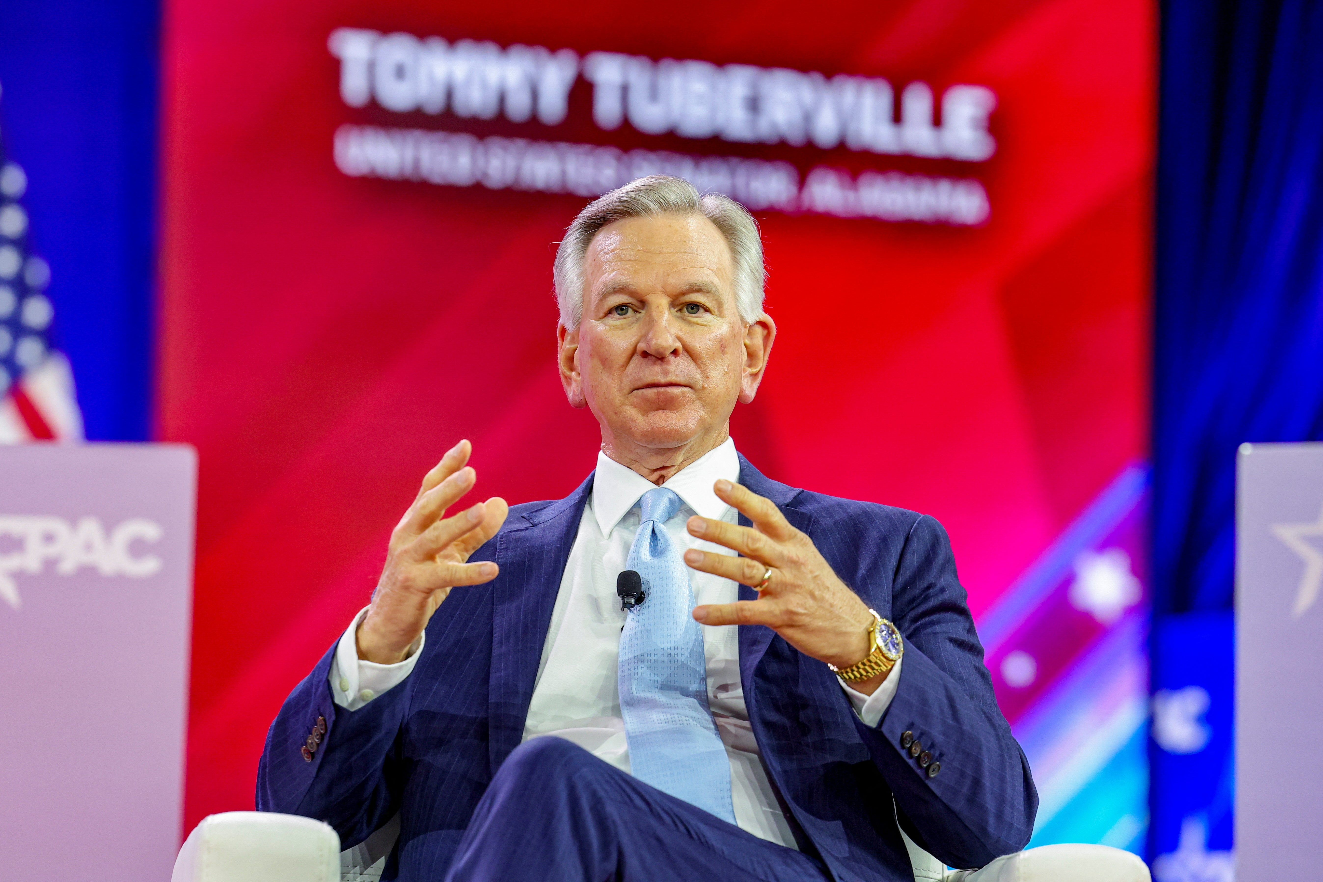 U.S. Senator Tommy Tuberville (R-AL) speaks at the Conservative Political Action Conference (CPAC) annual meeting in National Harbor, Maryland, U.S., February 22, 2024