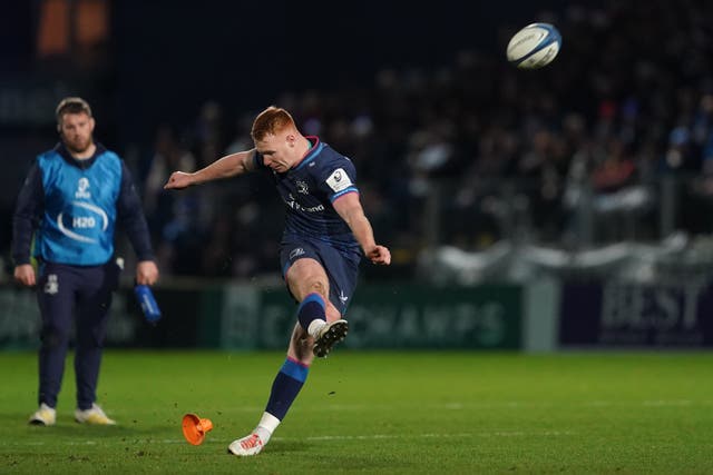 Leinster’s Ciaran Frawley kicks a penalty during the Investec Champions Cup match at the RDS Arena, Dublin. Picture date: Saturday December 16, 2023.