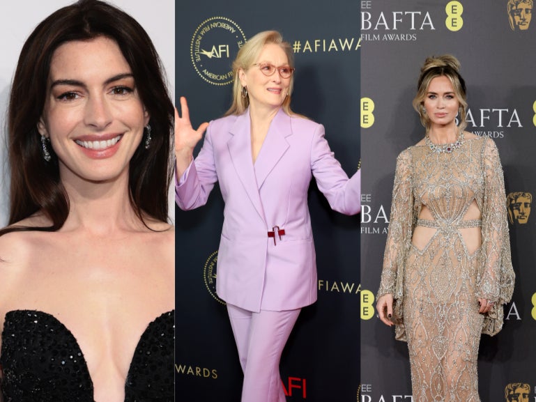 <p>‘The Devil Wears Prada’ stars Anne Hathaway, Meryl Streep, and Emily Blunt</p>