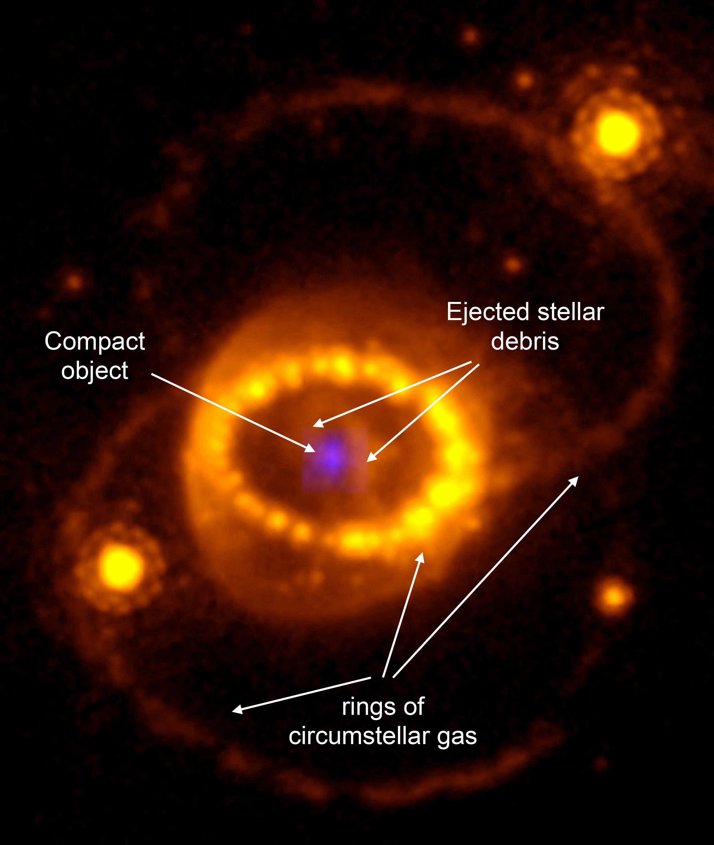 Image shows evidence for a neutron star following a stellar explosion called Supernova 1987