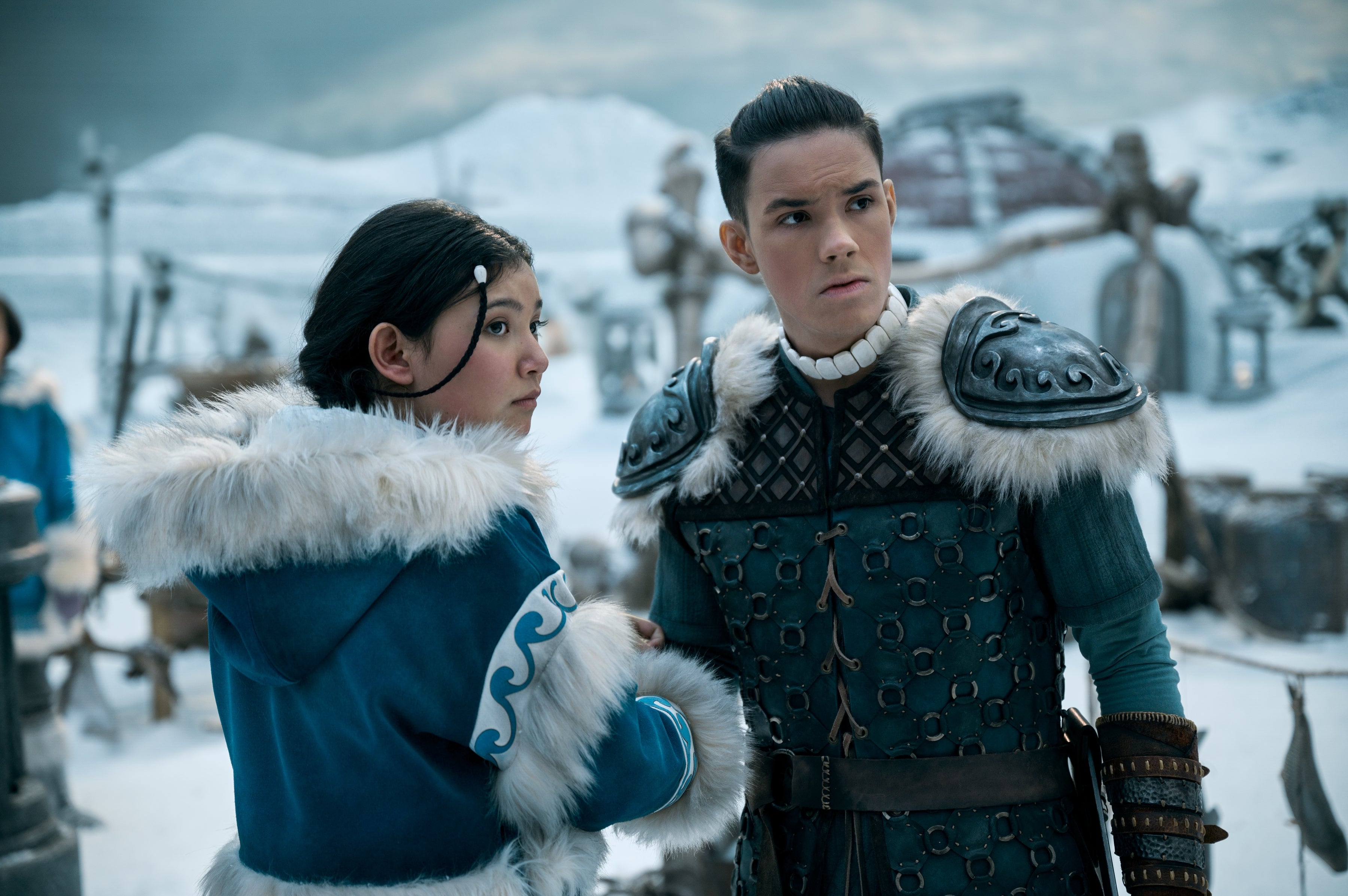 Kiawentiio and Ian Ousley in ‘Avatar: The Last Airbender’