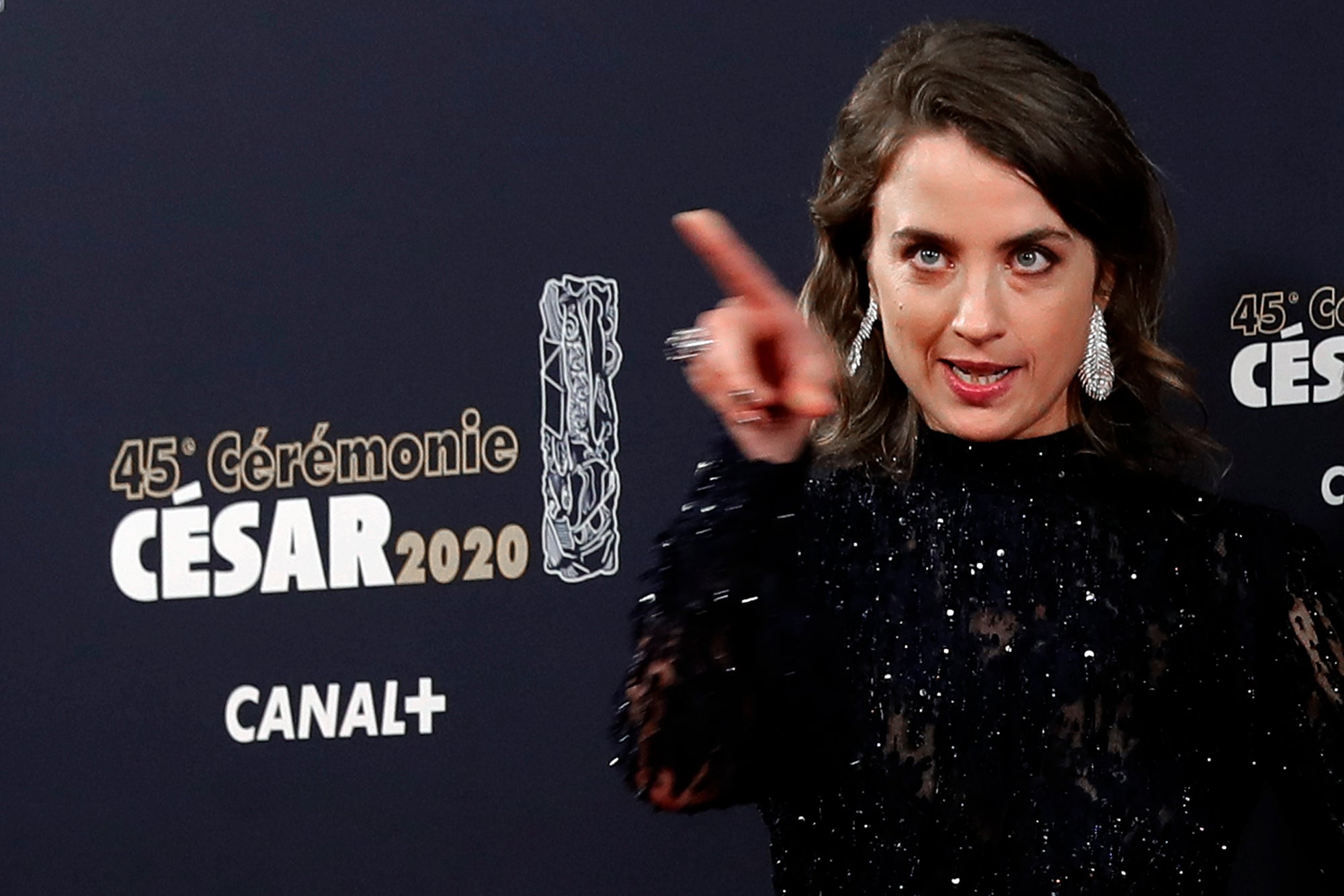 Actress Adele Haenel poses as she arrives to attend the Cesar award ceremony, the equivalent of the Oscars, Friday, Feb. 28, 2020 in Paris