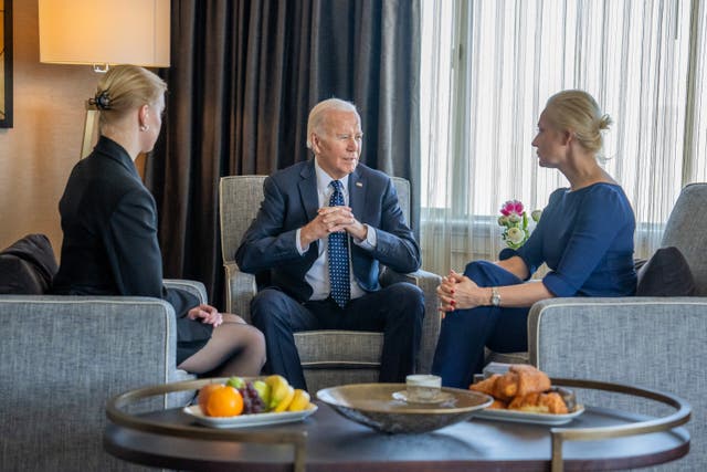 <p>Joe Biden meets with Yulia Navalnaya, widow of Kremlin opposition leader Alexei Navalny</p>