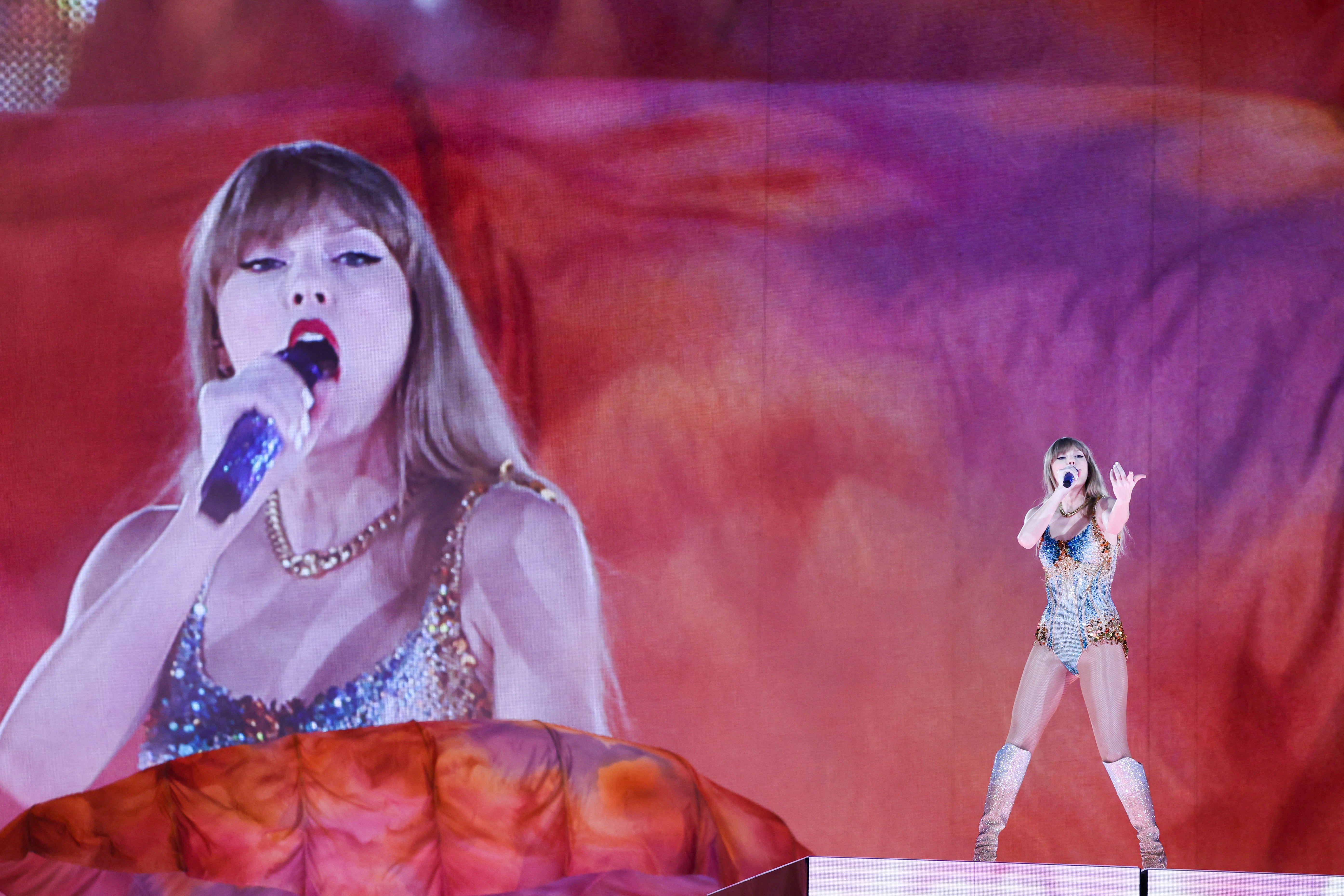 US singer Taylor Swift performs on stage during a concert as part of her Eras World Tour in Sydney