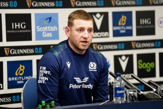 Finn Russell faces the media at Murrayfield ahead of facing England (Jane Barlow/PA)