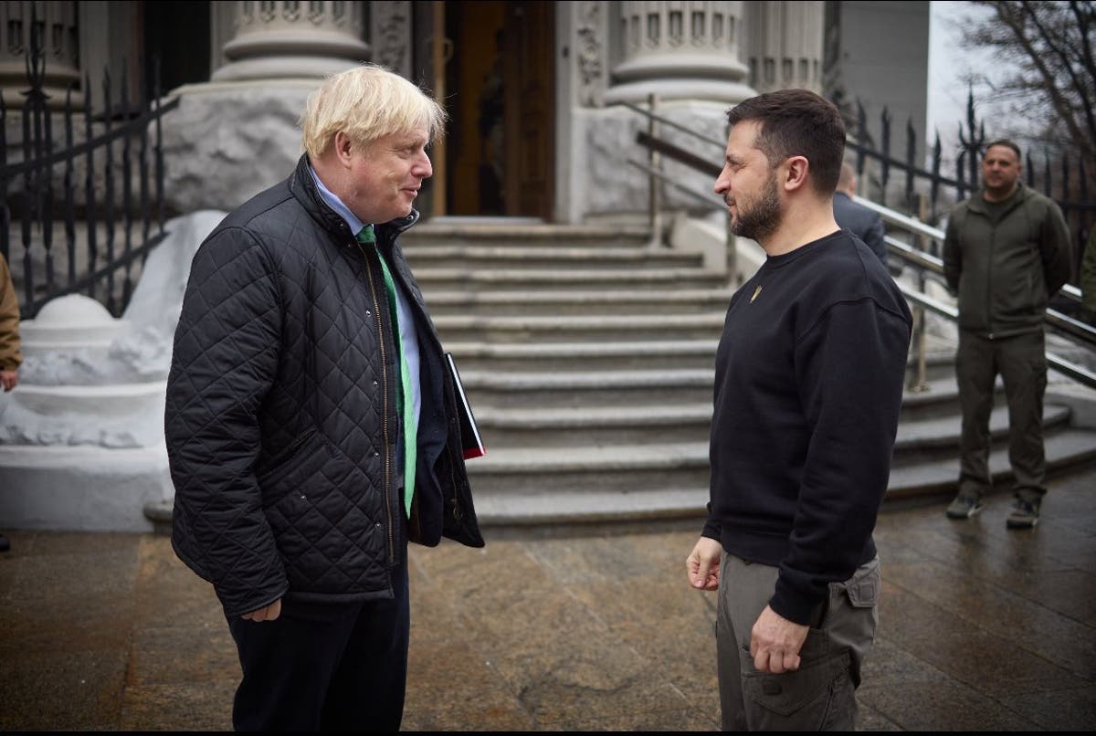 Boris Johnson arrives in Kyiv on two-year anniversary of war