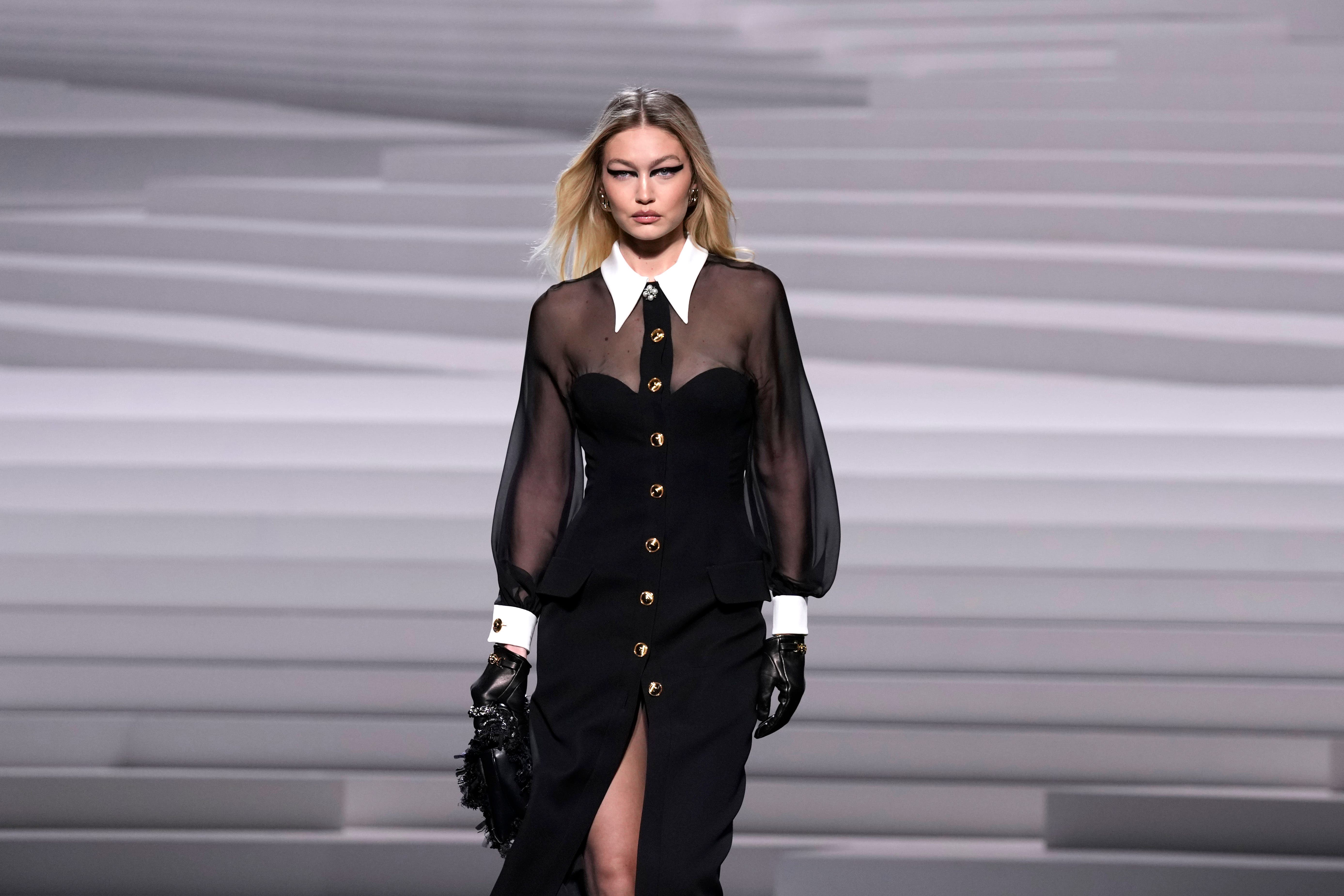 Punk-inspired glamour as Gigi Hadid walks Versace's Milan Fashion Week show