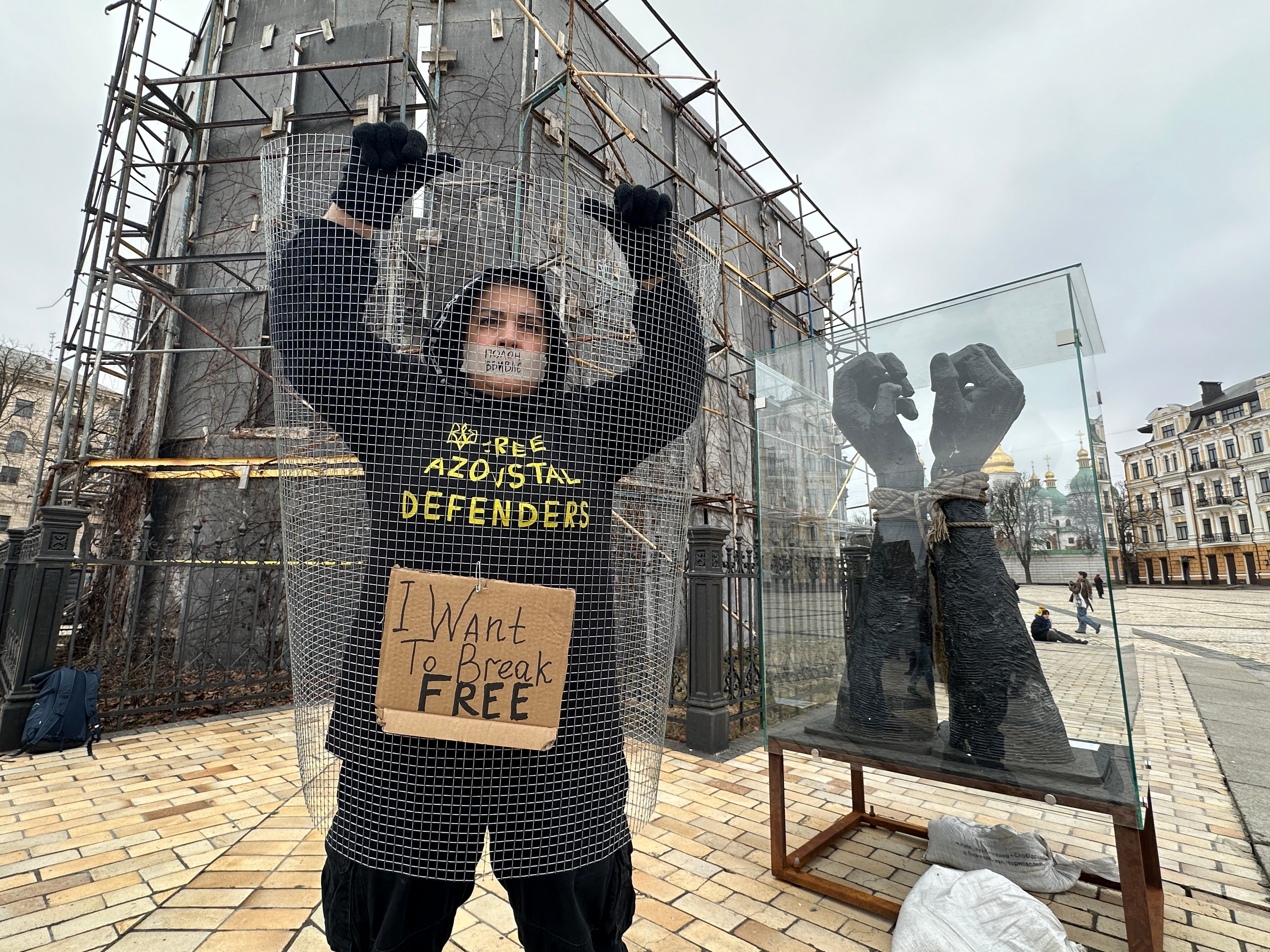Protests in Sophia Square in Kyiv by families of prisoners held by Russia