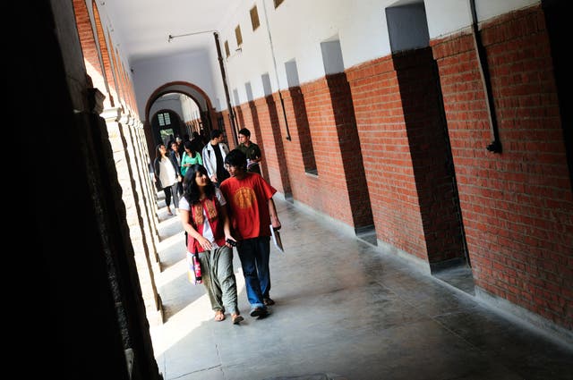 <p>Students are seen walking the halls of Delhi’s elite St Stephen’s College</p>