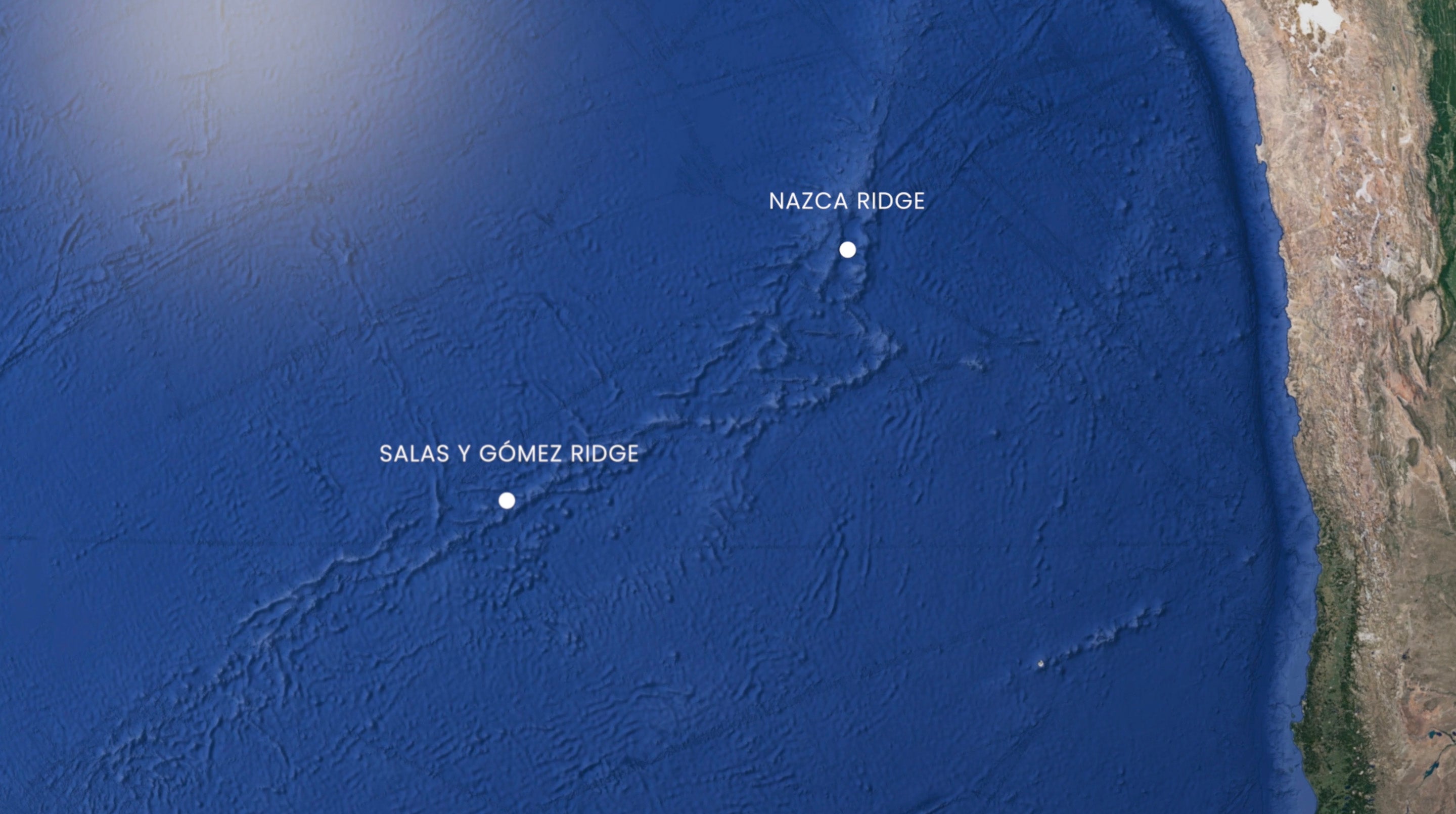 The Salas y Gómez Ridge off the coast of Chile where the species were discovered