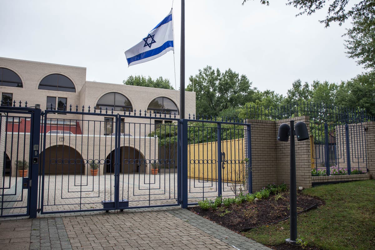 Man sets himself on fire outside US Israeli embassy and sustains life-threatening injuries