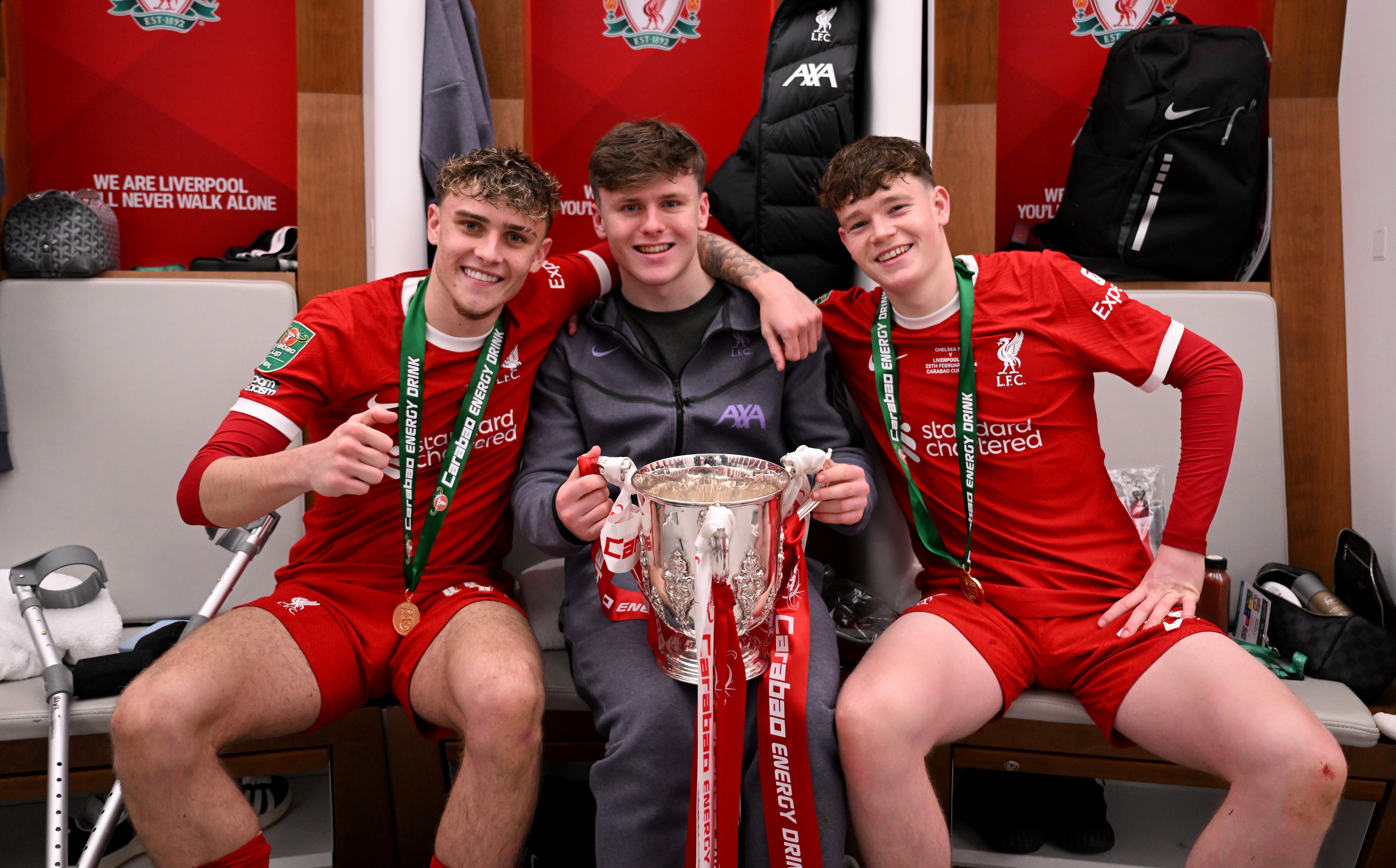 Bobby Clark (left), Ben Doak (injured, centre) and James McConnell (right)