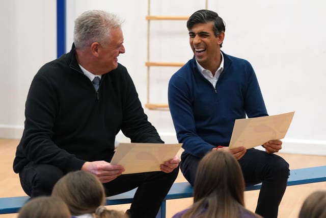 <p>Back to school: Rishi Sunak – pictured with his disgraced former deputy chairman Lee Anderson – must accept his party has a problem with Islamophobia</p>