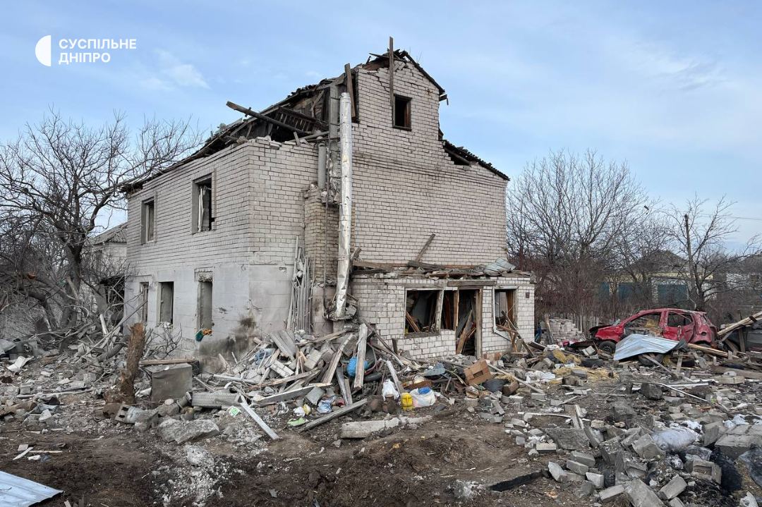 A house is damaged after a Russian missile attack in Dnipro, central Ukraine
