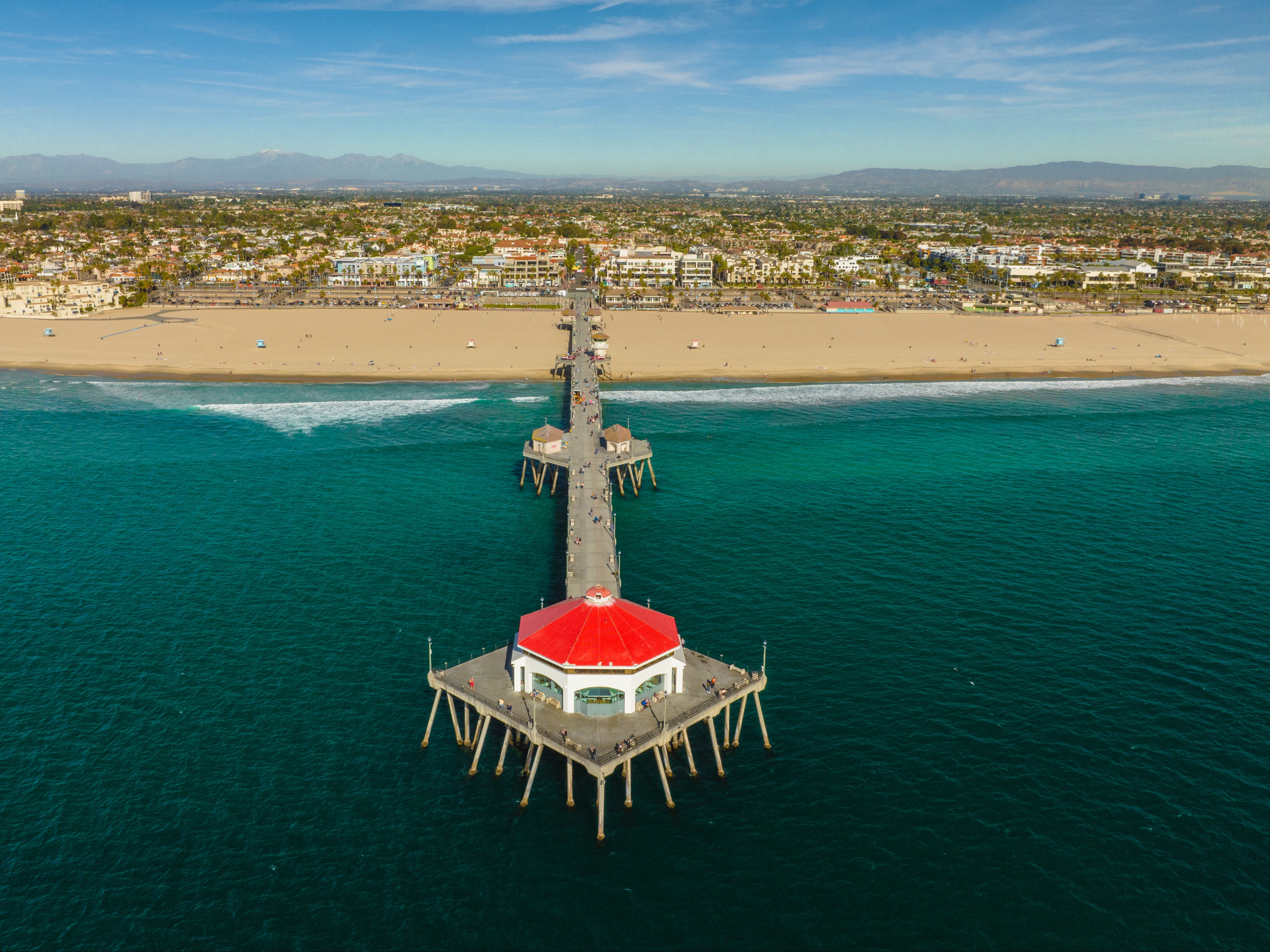 Huntington Beach pier is a popular surf spot