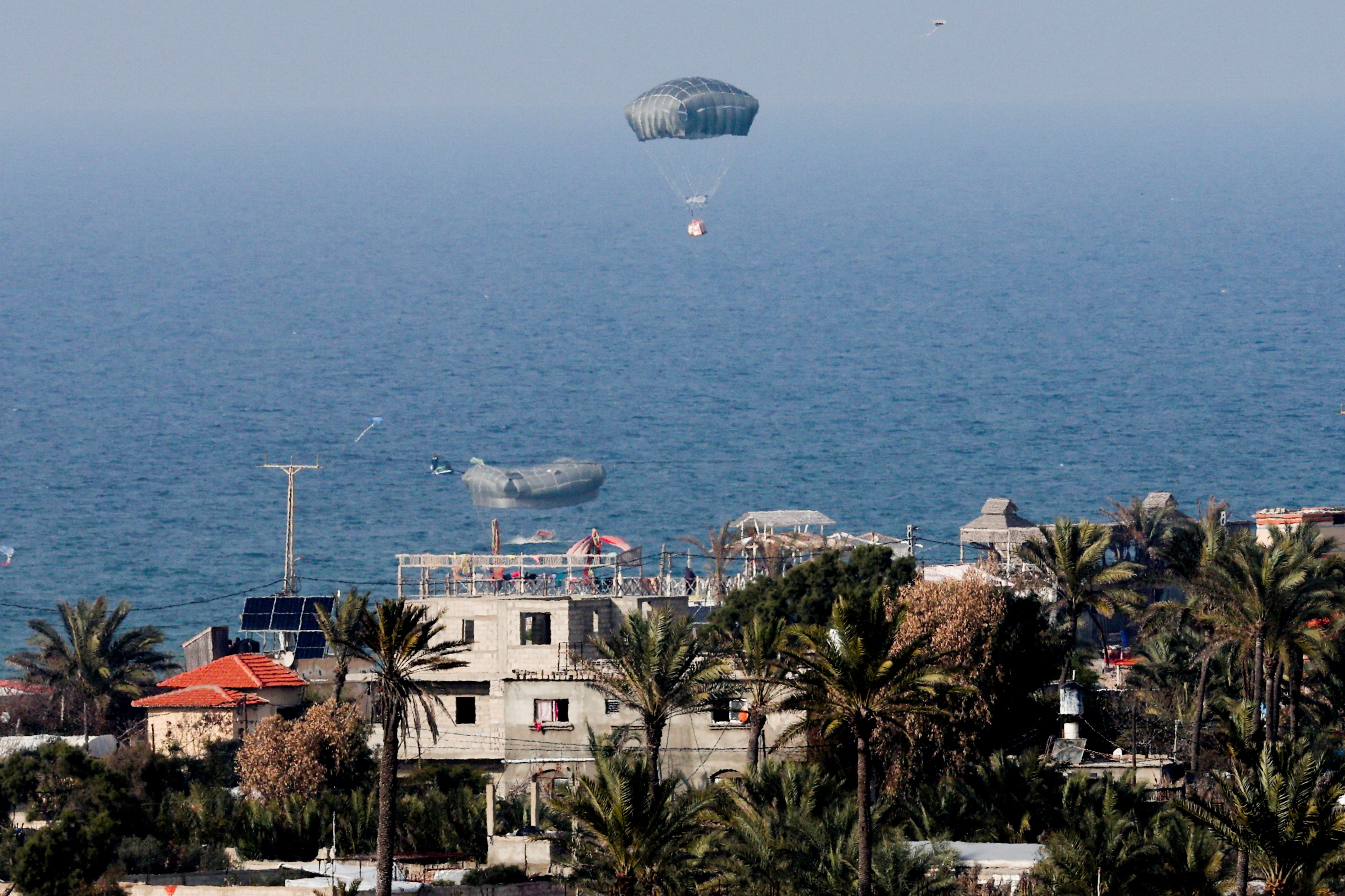 Aid is air-dropped in to Rafah