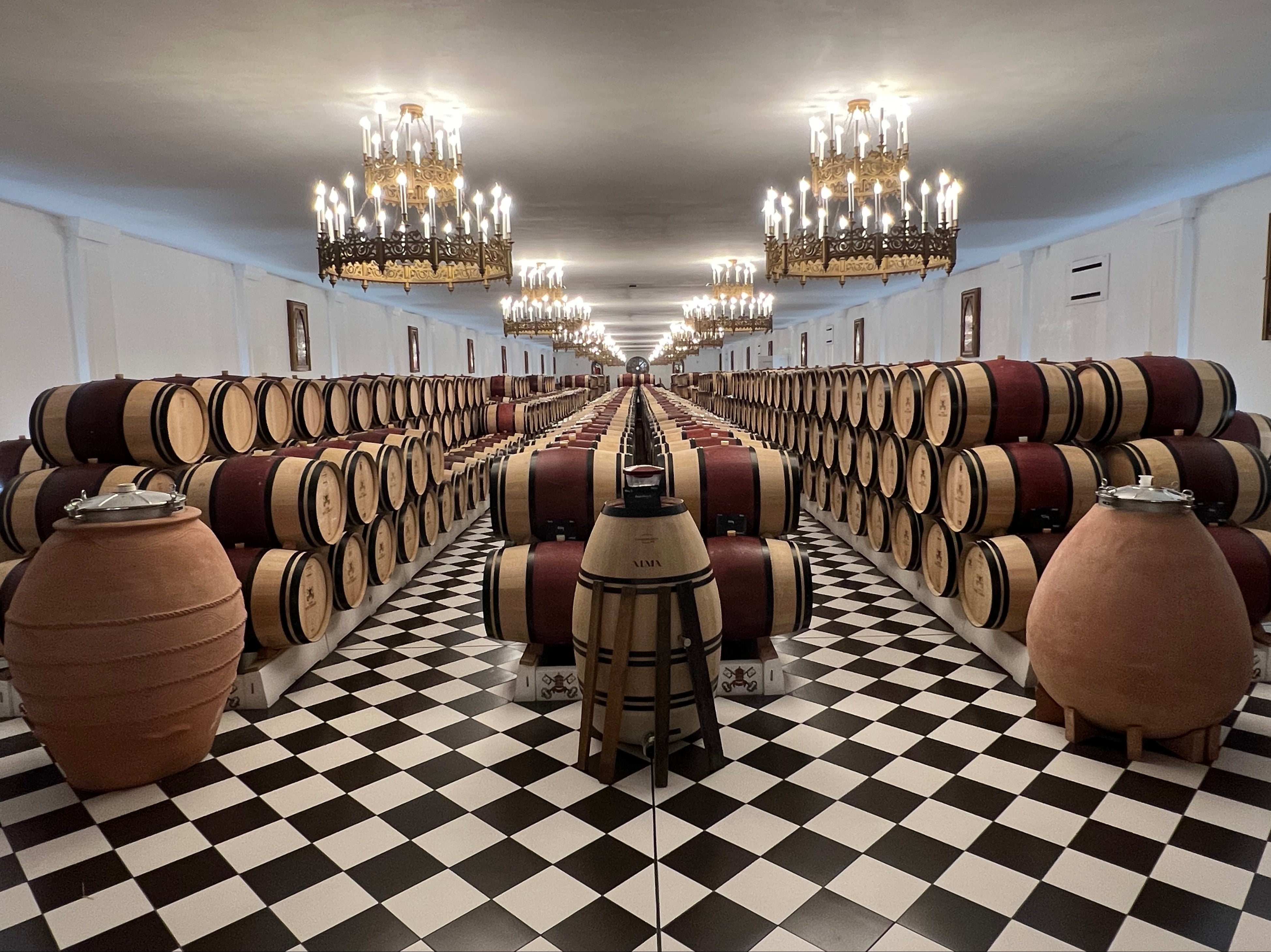 The grand maturing room at Chateau Pape Clement