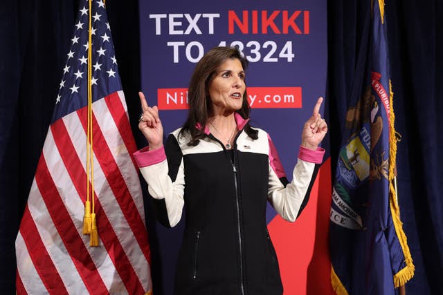 <p>Nikki Haley speaks to supporters </p>