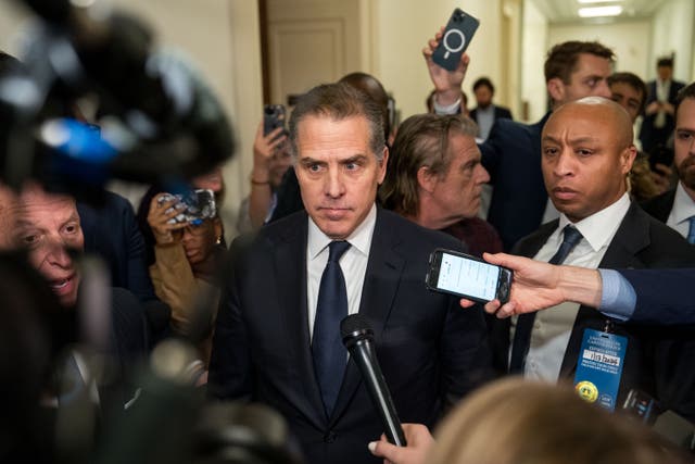 <p>Hunter Biden, son of US President Joe Biden, departs a House Oversight Committee meeting at Capitol Hill on January 10, 2024 in Washington, DC</p>