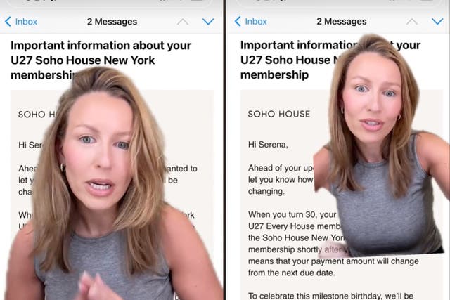 <p>Influencer accuses Soho House of 'ageism' after membership increases when she turns 30</p>