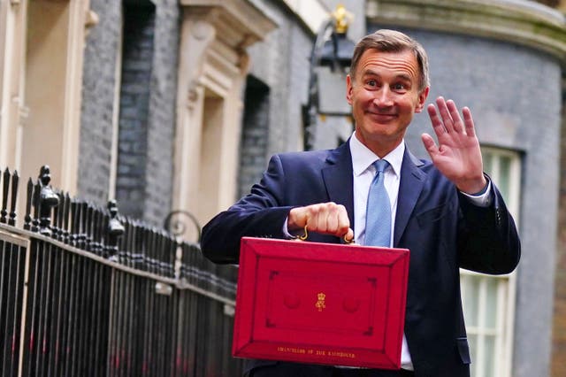 <p>Jeremy Hunt is thought to be considering more tax cuts as he prepares to deliver what is likely to be the last Budget before the general election (Victoria Jones/PA)</p>