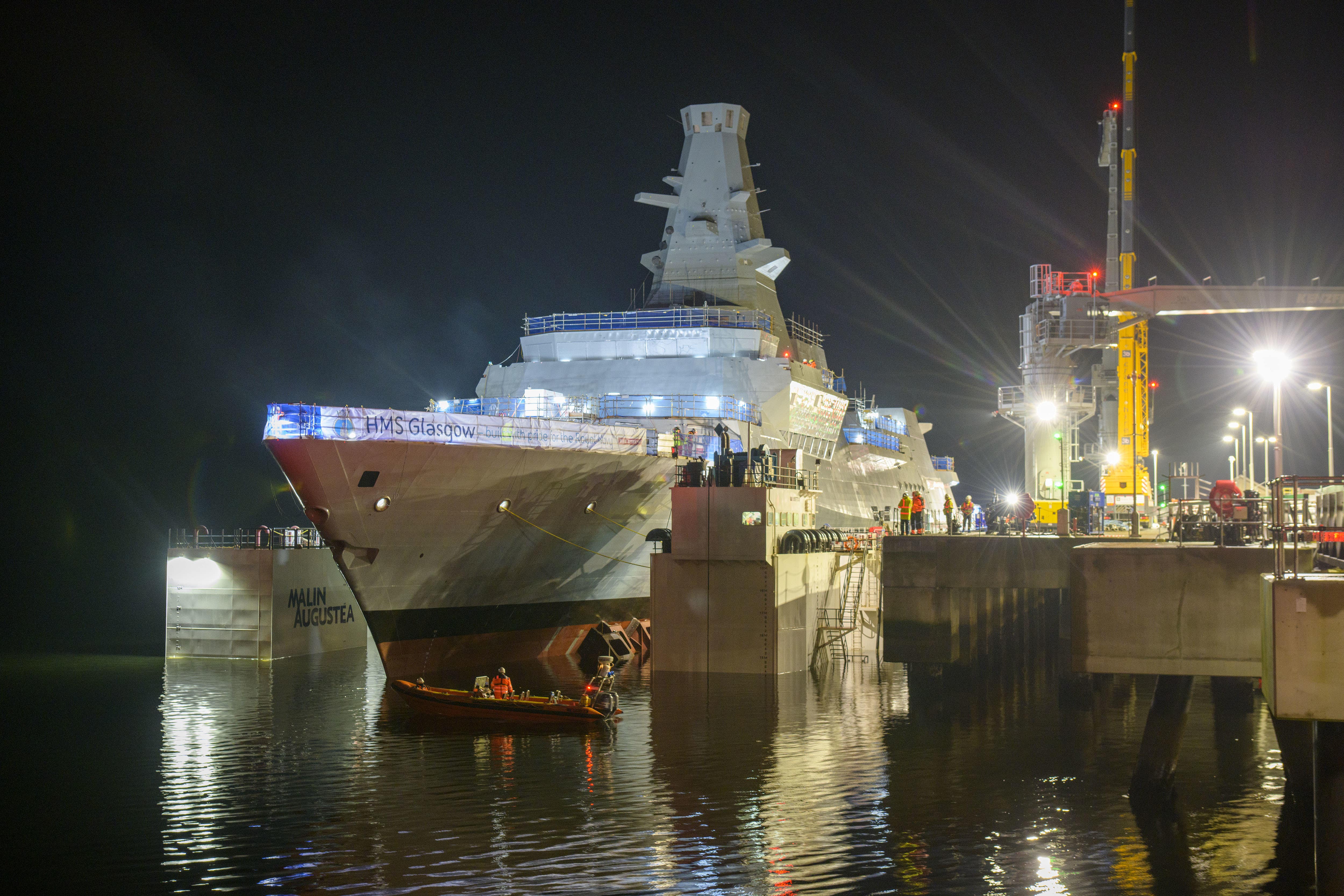 HMS Glasgow is the first ship in the Type 26 frigate class (John Linton/BAE/PA)