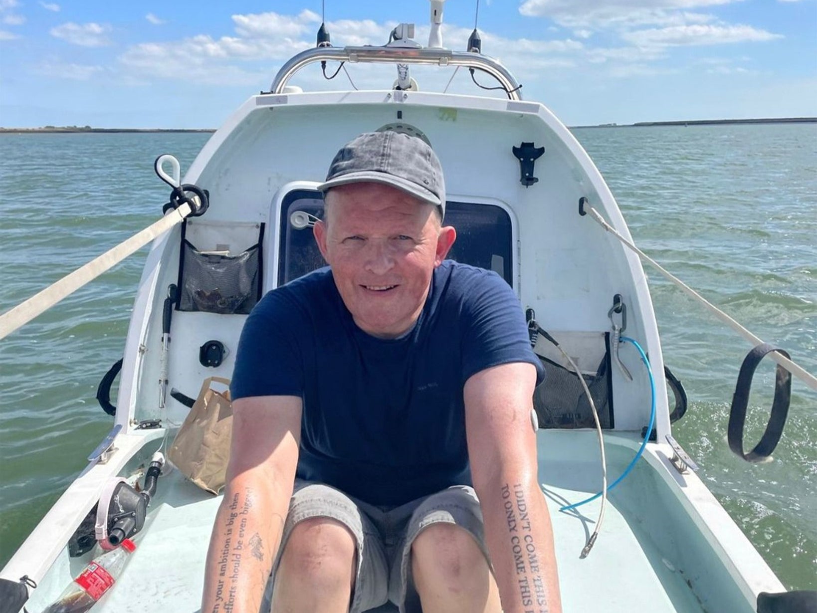 Michael Holt, 54,?began sailing on 24 January to row for two charities