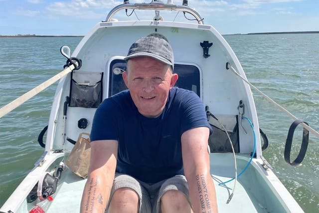 <p>Michael Holt, 54, began sailing on 24 January to row for two charities    </p>