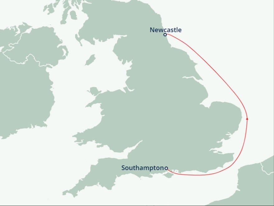 On course: Two-night voyage from Southampton to Newcastle
